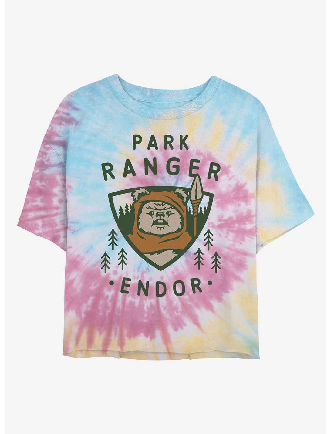 Star Wars Endor Park Ranger Ewok Womens Tie-Dye Crop T-Shirt, BLUPNKLY, hi-res