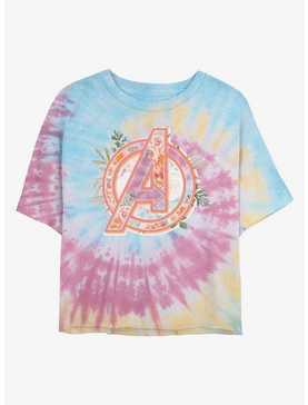 Marvel Avengers Floral Icon Womens Tie-Dye Crop T-Shirt, , hi-res