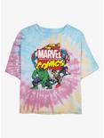 Marvel Avengers Classic Comic Logo Womens Tie-Dye Crop T-Shirt, BLUPNKLY, hi-res