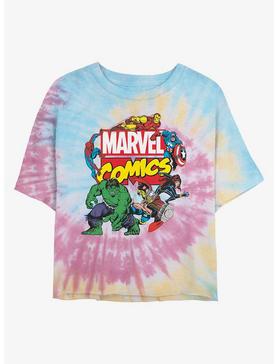 Marvel Avengers Classic Comic Logo Womens Tie-Dye Crop T-Shirt, , hi-res