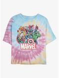 Marvel Avengers Heroes Of Today Womens Tie-Dye Crop T-Shirt, BLUPNKLY, hi-res