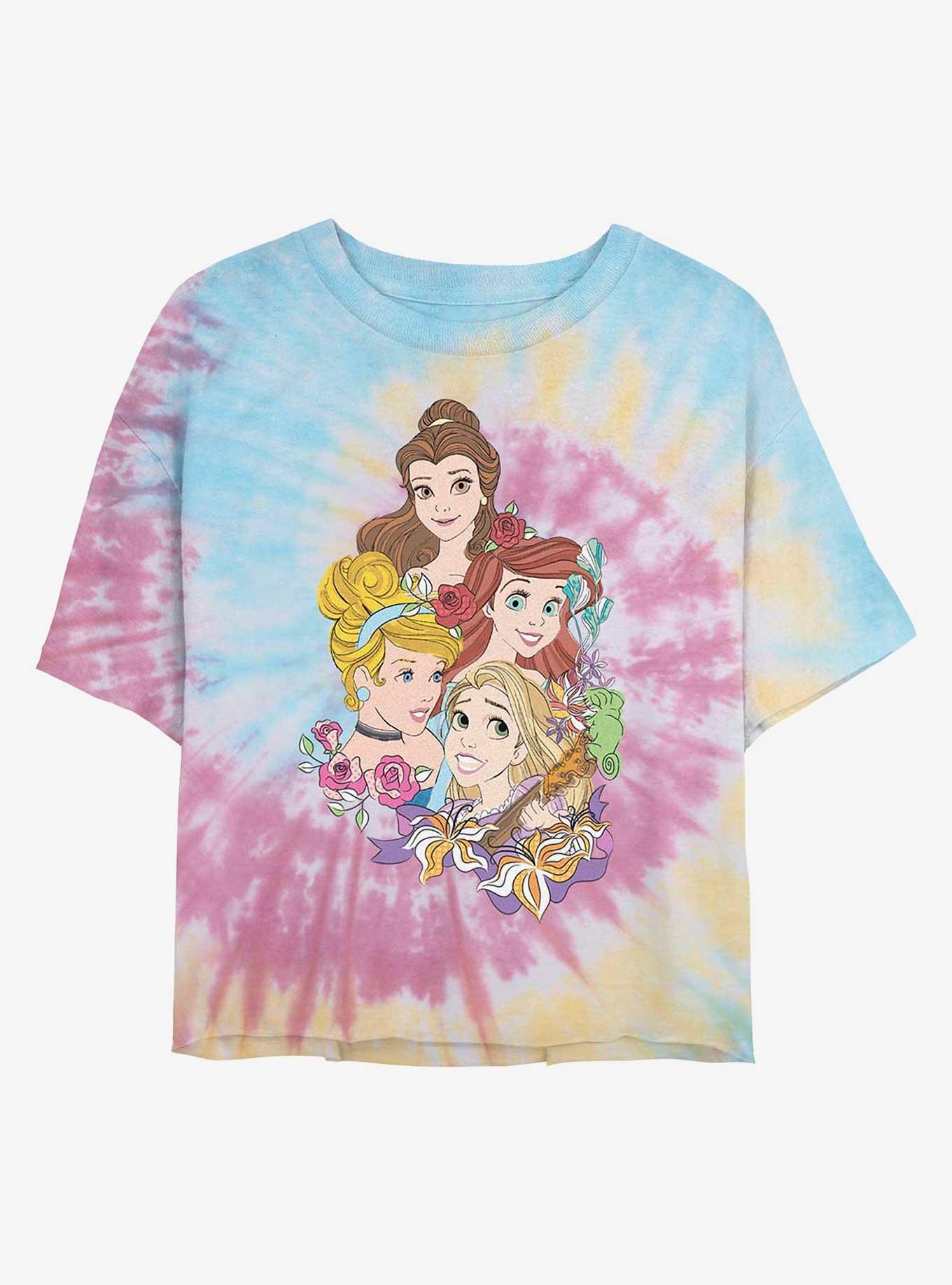 Disney Princesses Portrait Womens Tie-Dye Crop T-Shirt, , hi-res