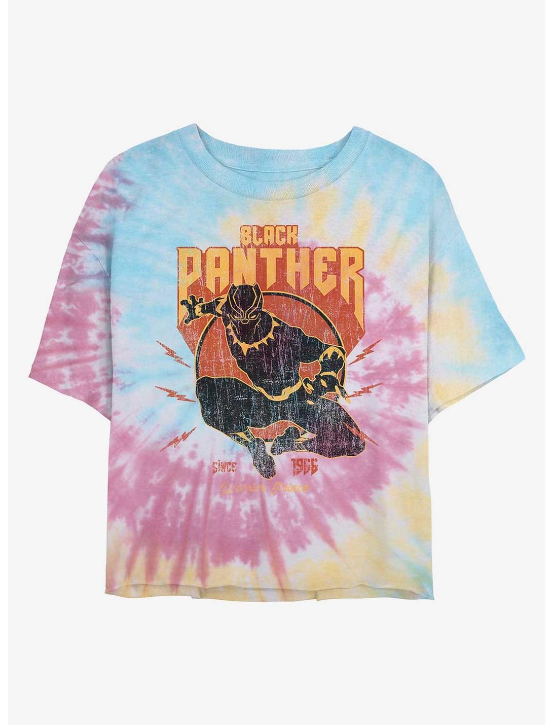 Marvel Black Panther Vintage Womens Tie-Dye Crop T-Shirt, BLUPNKLY, hi-res