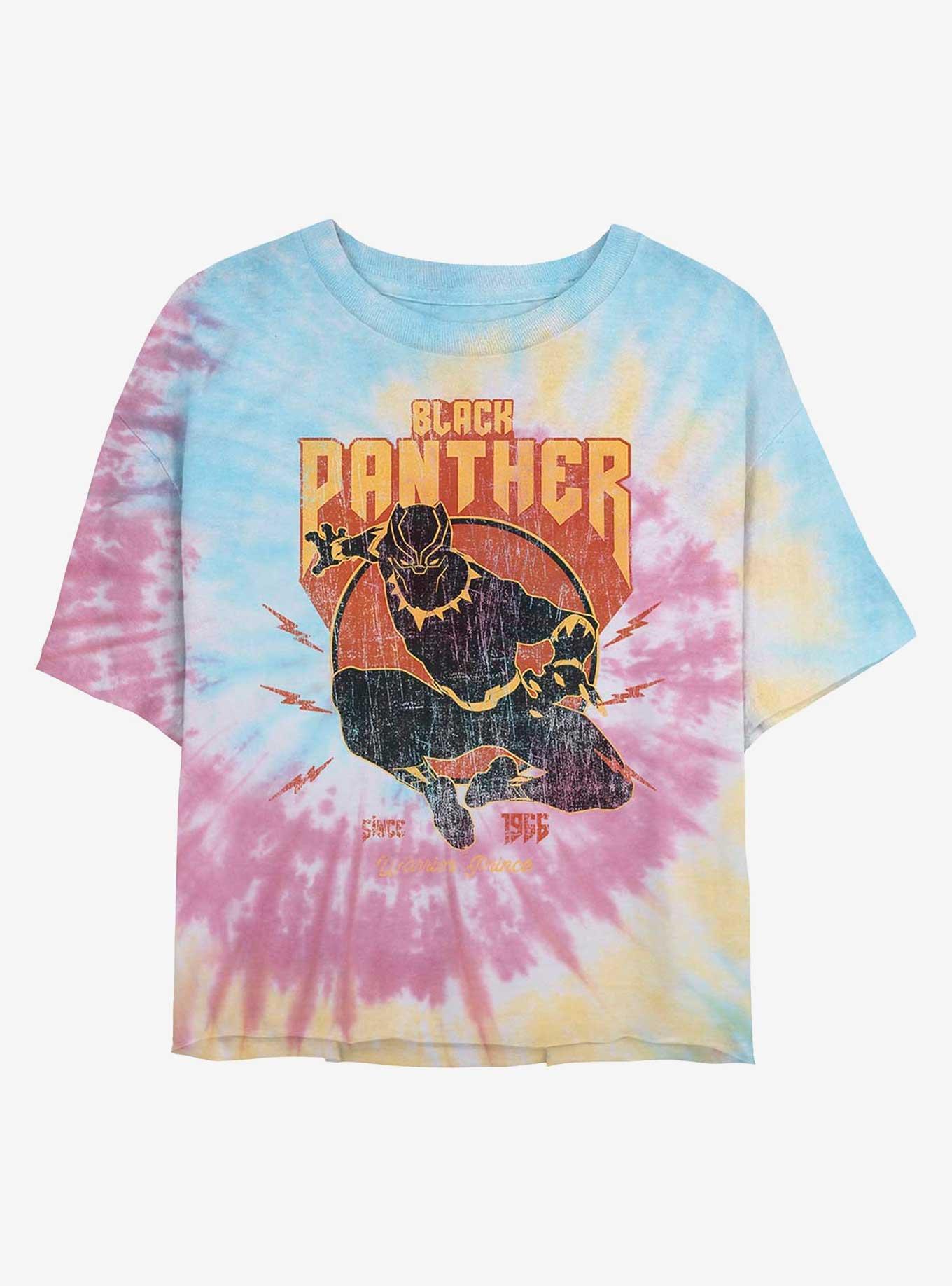 Marvel Black Panther Vintage Womens Tie-Dye Crop T-Shirt, BLUPNKLY, hi-res