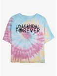 Marvel Black Panther Wakanda Forever Womens Tie-Dye Crop T-Shirt, BLUPNKLY, hi-res