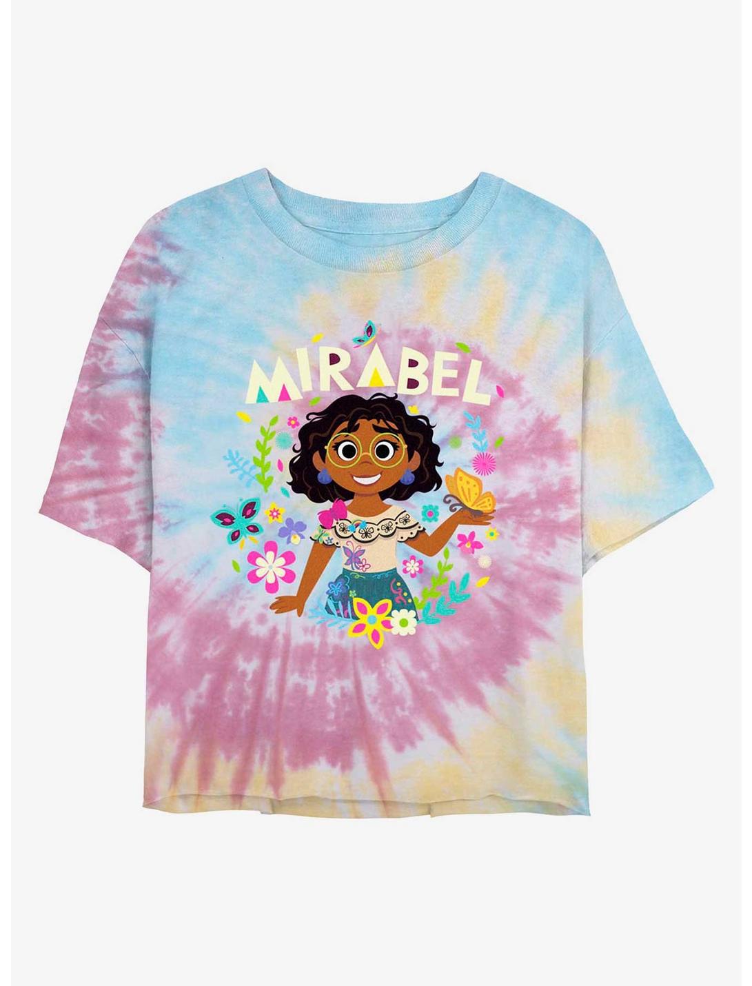Disney Encanto Mirabel Womens Tie-Dye Crop T-Shirt, BLUPNKLY, hi-res