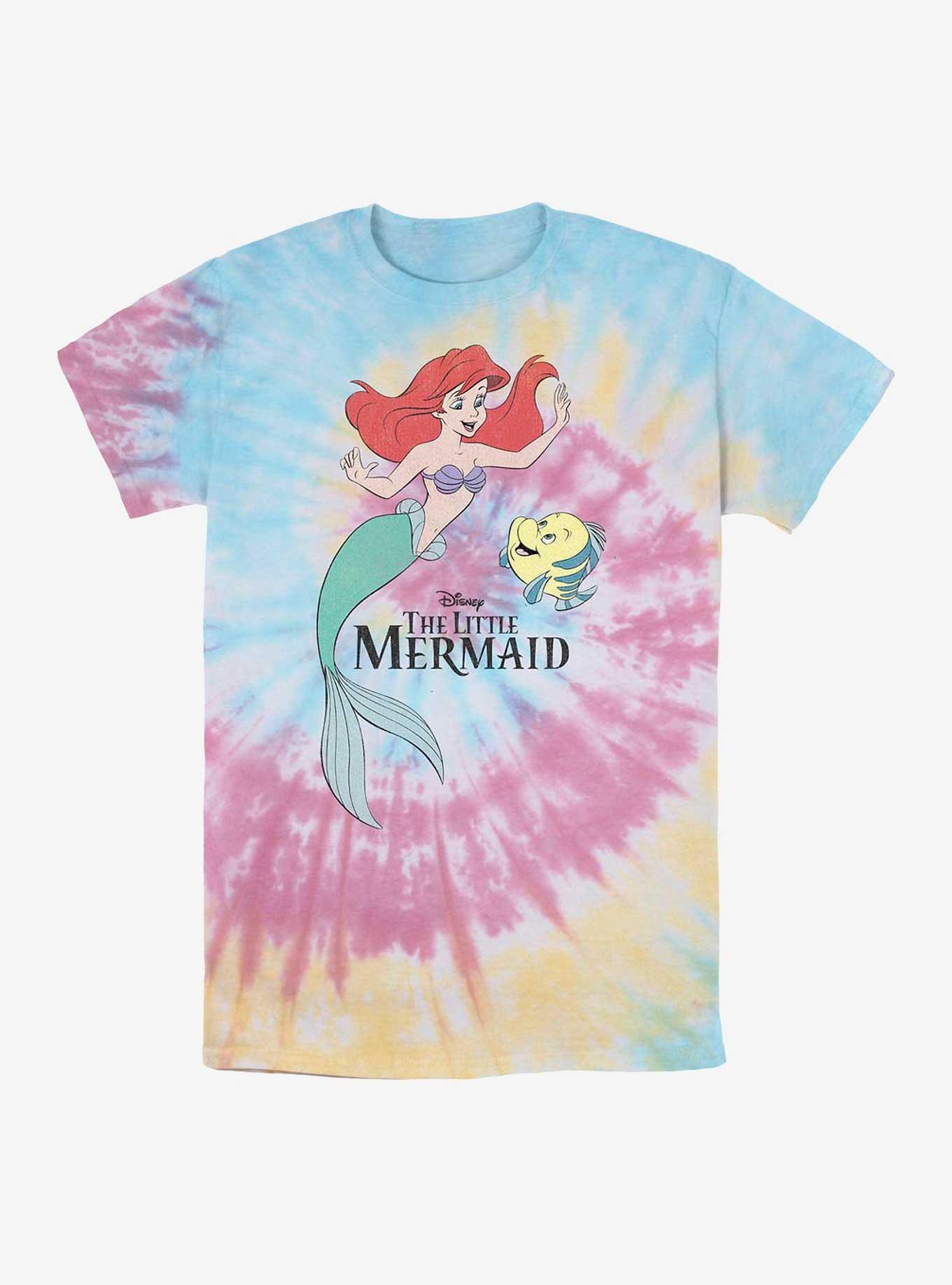 Disney The Little Mermaid Ariel & Flounder Tie-Dye T-Shirt, BLUPNKLY, hi-res