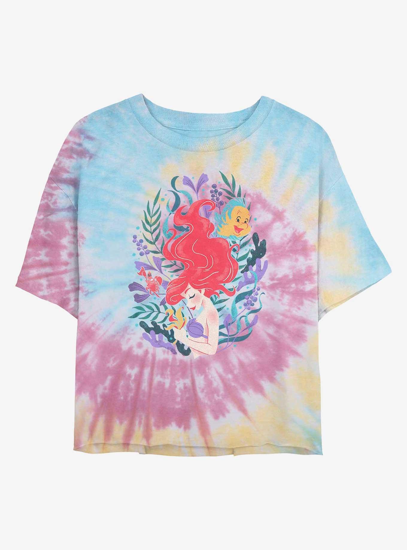 Disney The Little Mermaid Ariel Womens Tie-Dye Crop T-Shirt, , hi-res