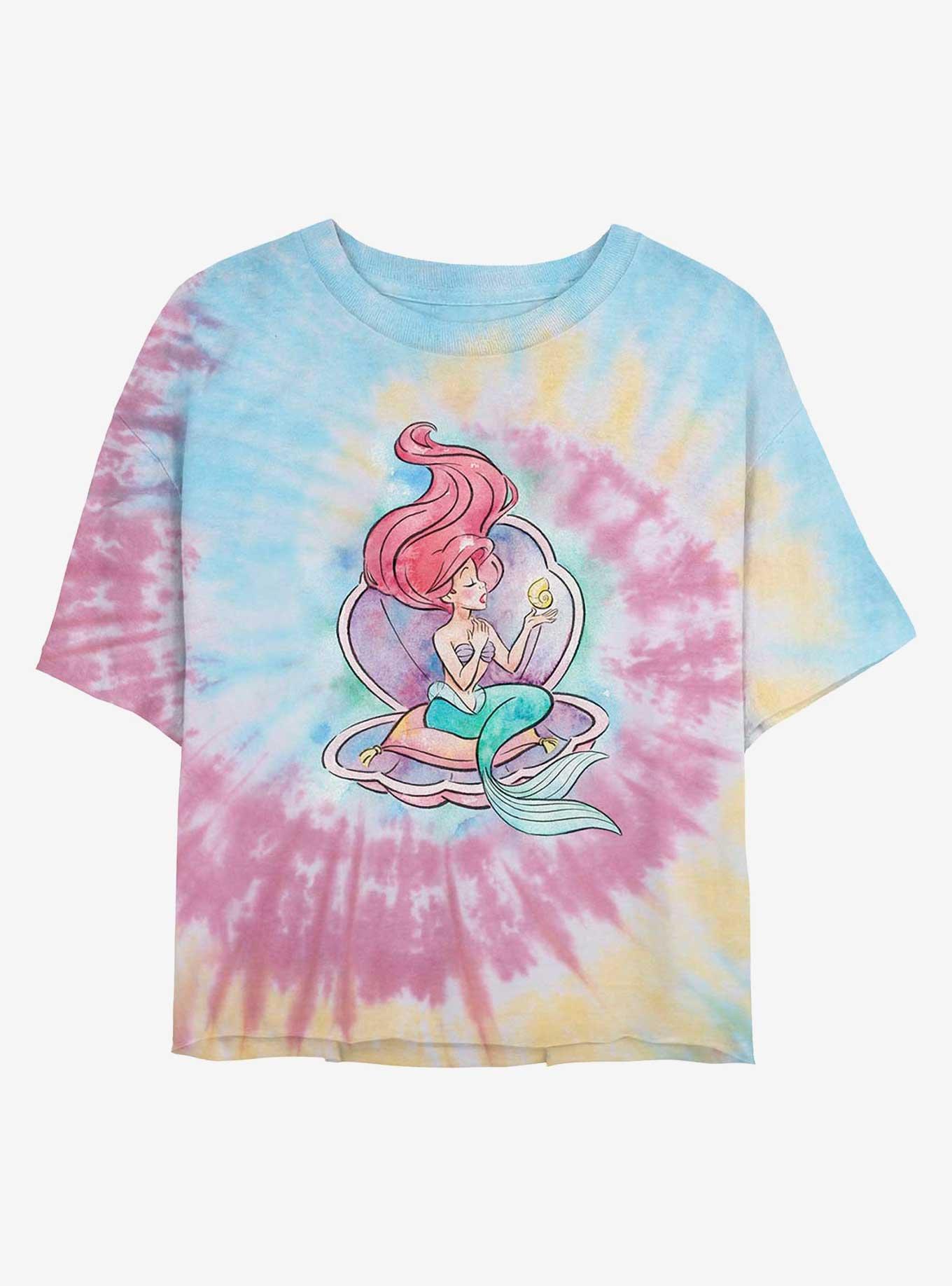 Disney The Little Mermaid Shining Voice Womens Tie-Dye Crop T-Shirt, , hi-res