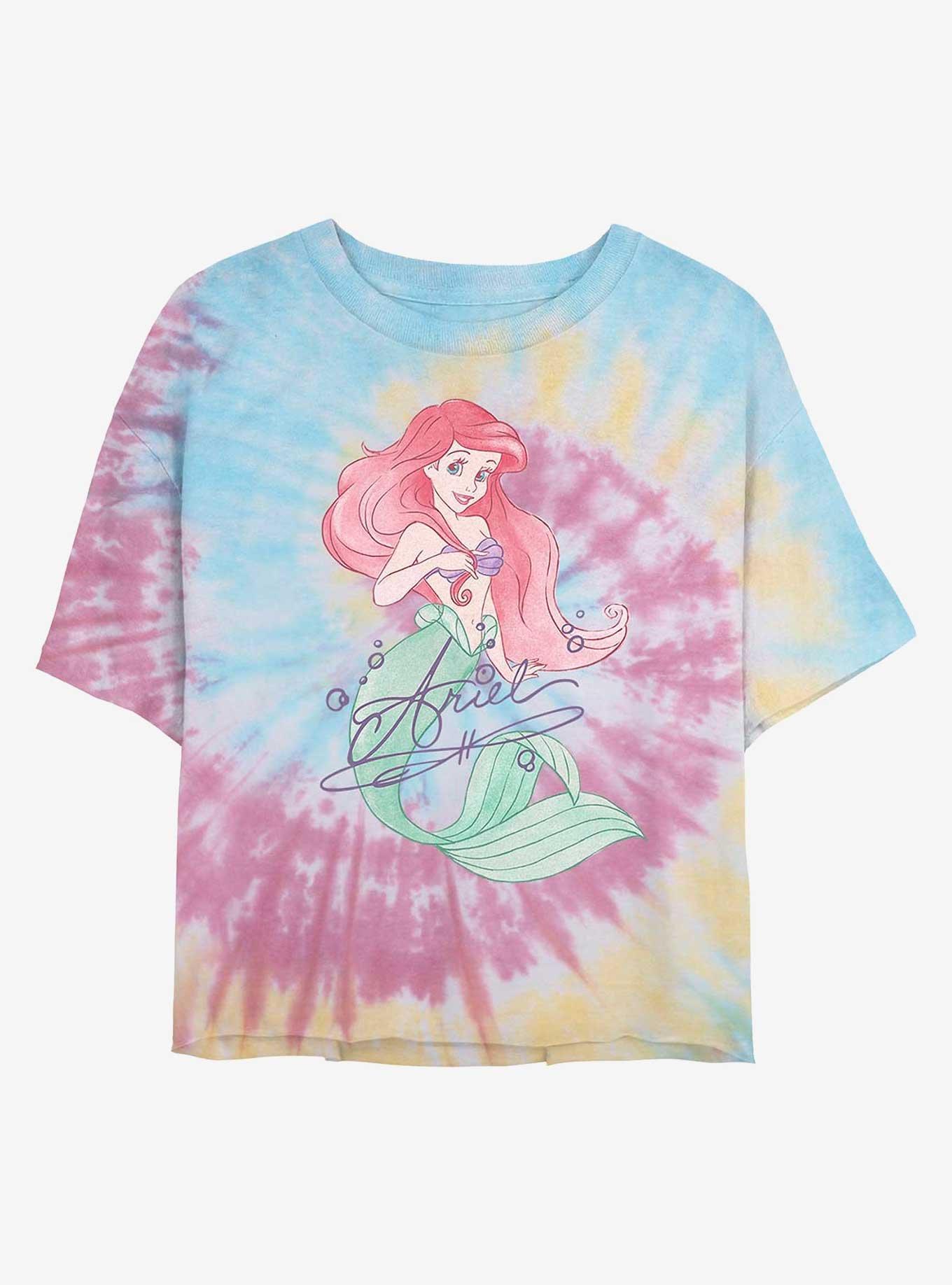 Disney The Little Mermaid Signature Ariel Womens Tie-Dye Crop T-Shirt, , hi-res