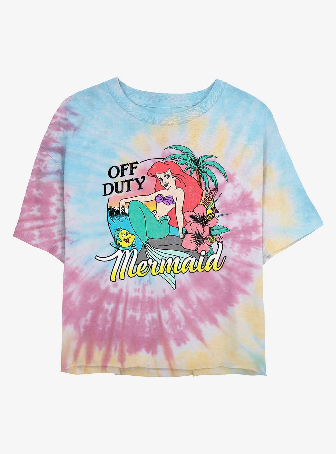 Disney The Little Mermaid Off Duty Mermaid Womens Tie Dye Crop T Shirt Her Universe