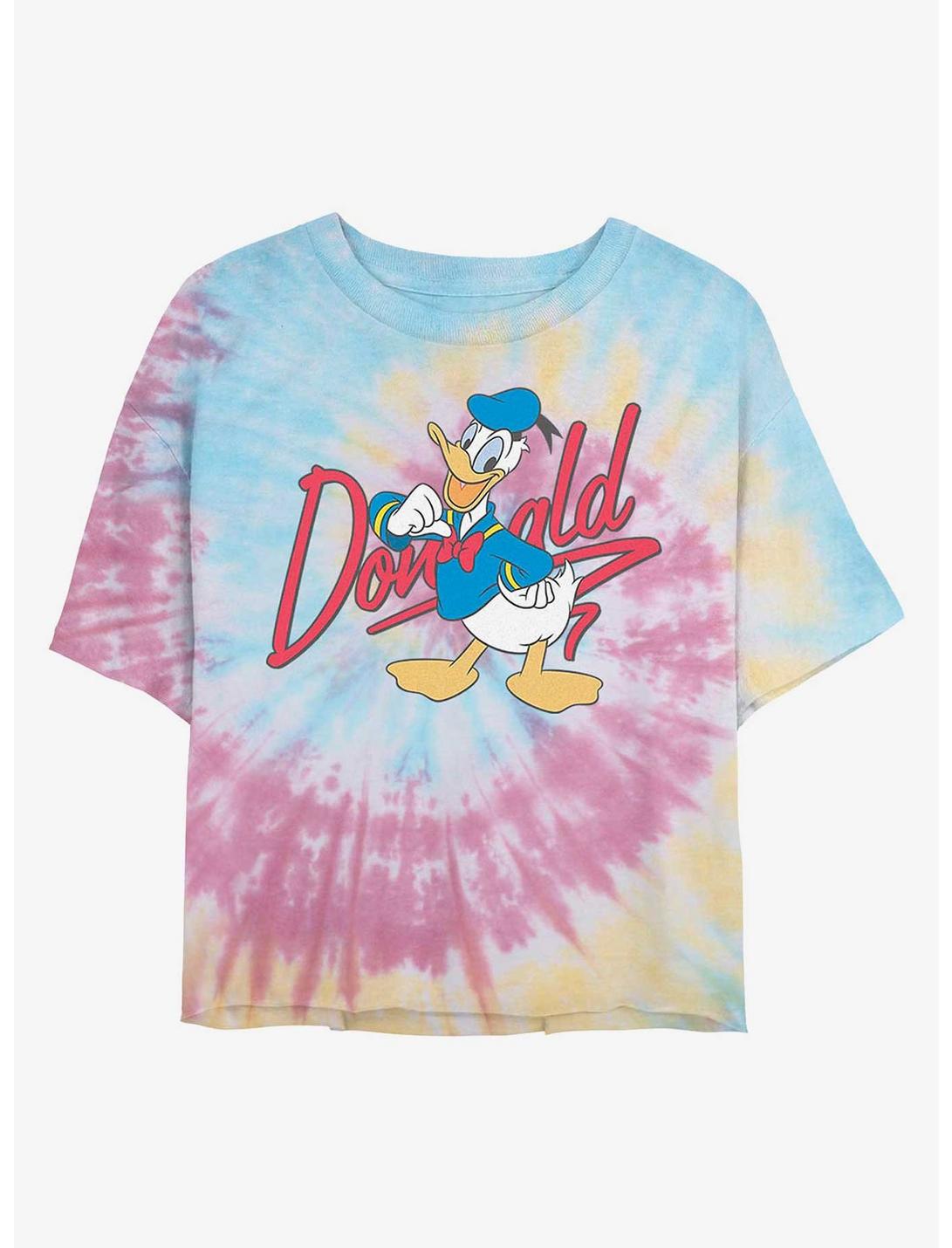 Disney Donald Duck Signature Womens Tie-Dye Crop T-Shirt, BLUPNKLY, hi-res
