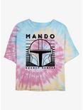 Star Wars The Mandalorian Mando Bounty Hunter Womens Tie-Dye Crop T-Shirt, BLUPNKLY, hi-res