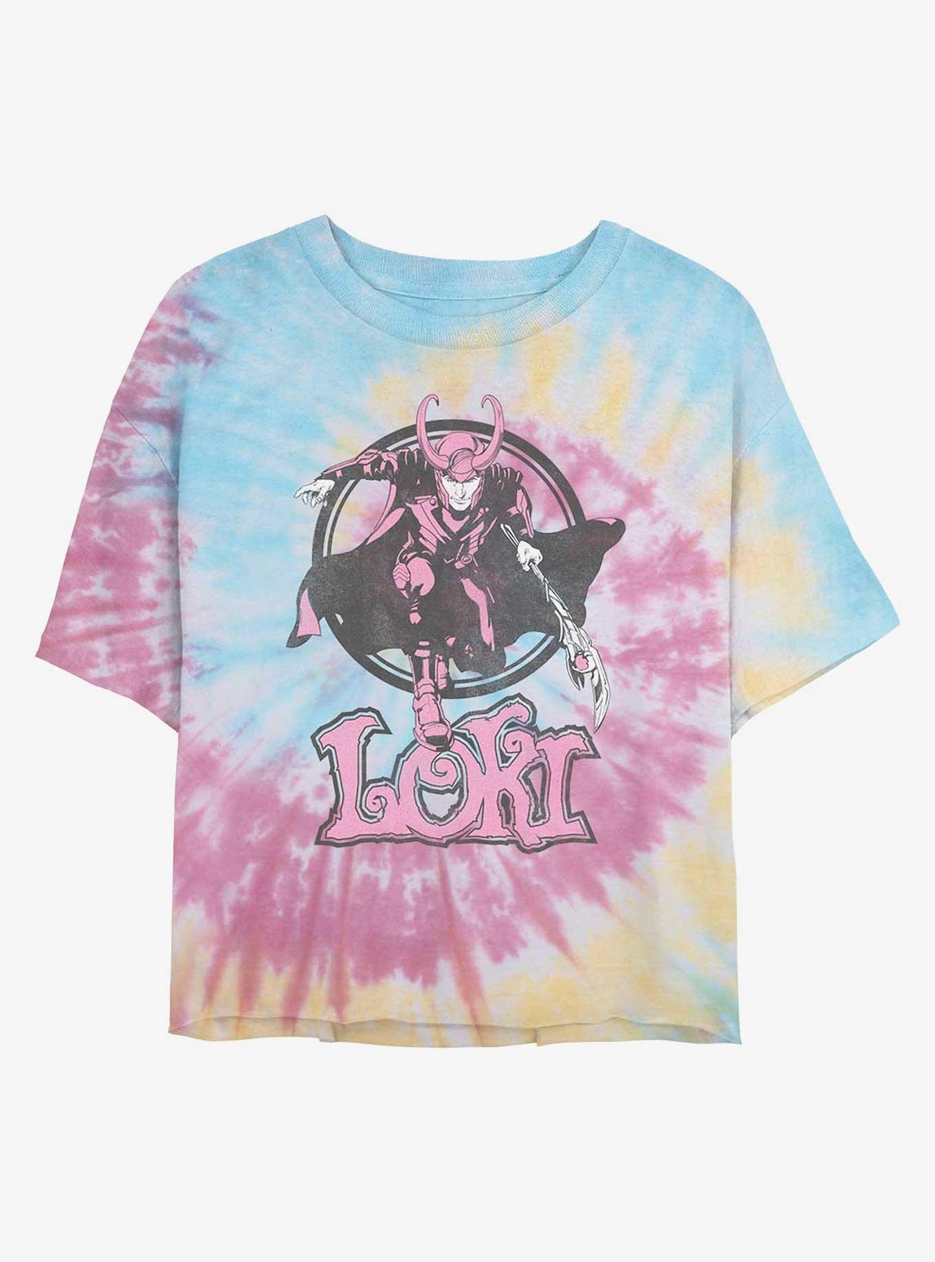 Marvel Loki Pretty In Pink Womens Tie-Dye Crop T-Shirt, , hi-res