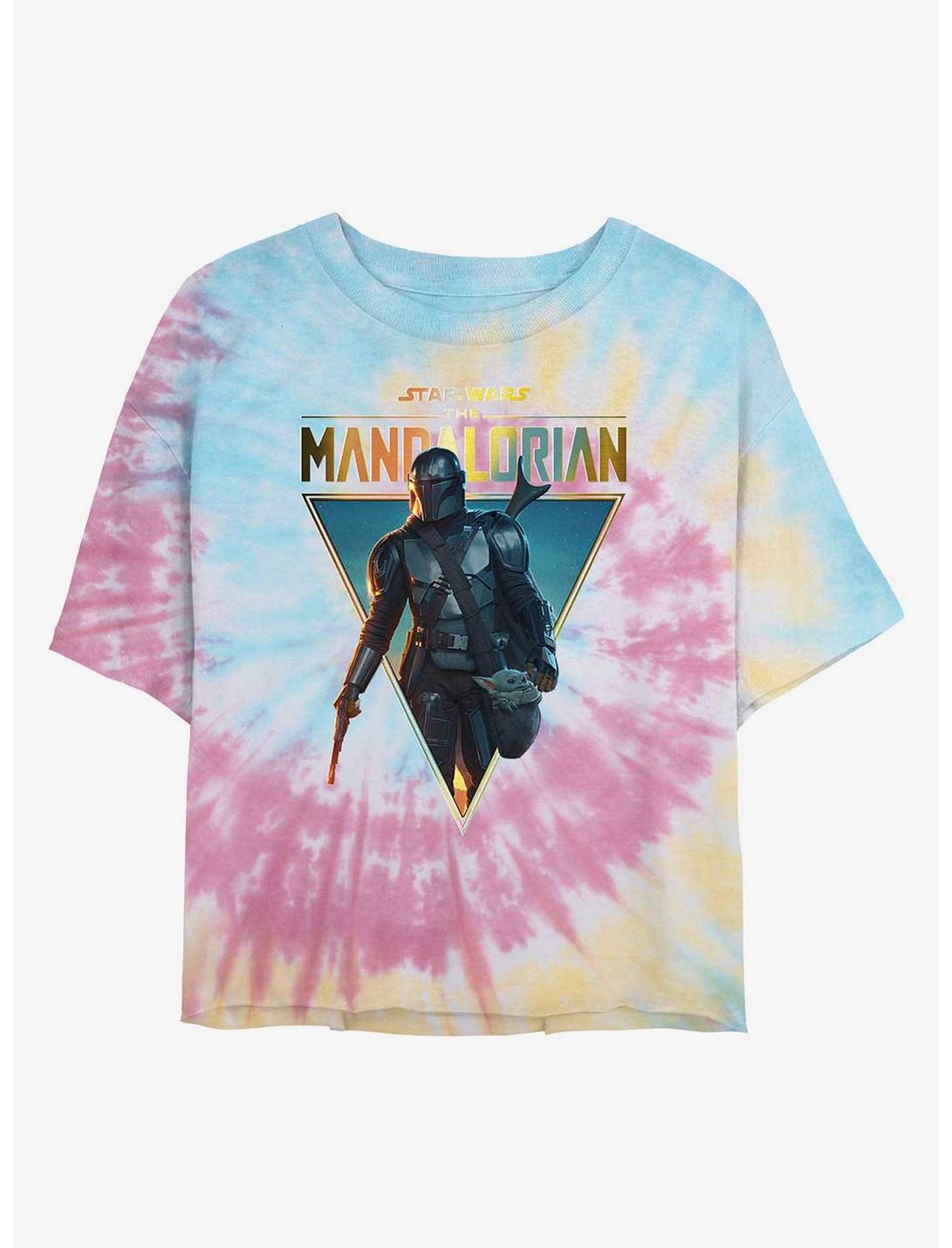 Star Wars The Mandalorian Poster Womens Tie-Dye Crop T-Shirt, BLUPNKLY, hi-res