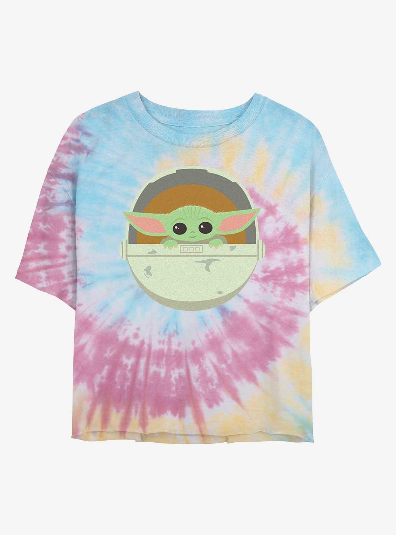 Star Wars The Mandalorian The Child Carriage Womens Tie-Dye Crop T-Shirt, BLUPNKLY, hi-res