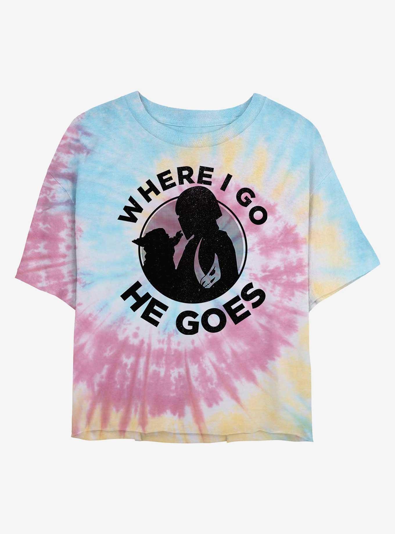 Star Wars The Mandalorian Where I Go He Goes Womens Tie-Dye Crop T-Shirt, , hi-res