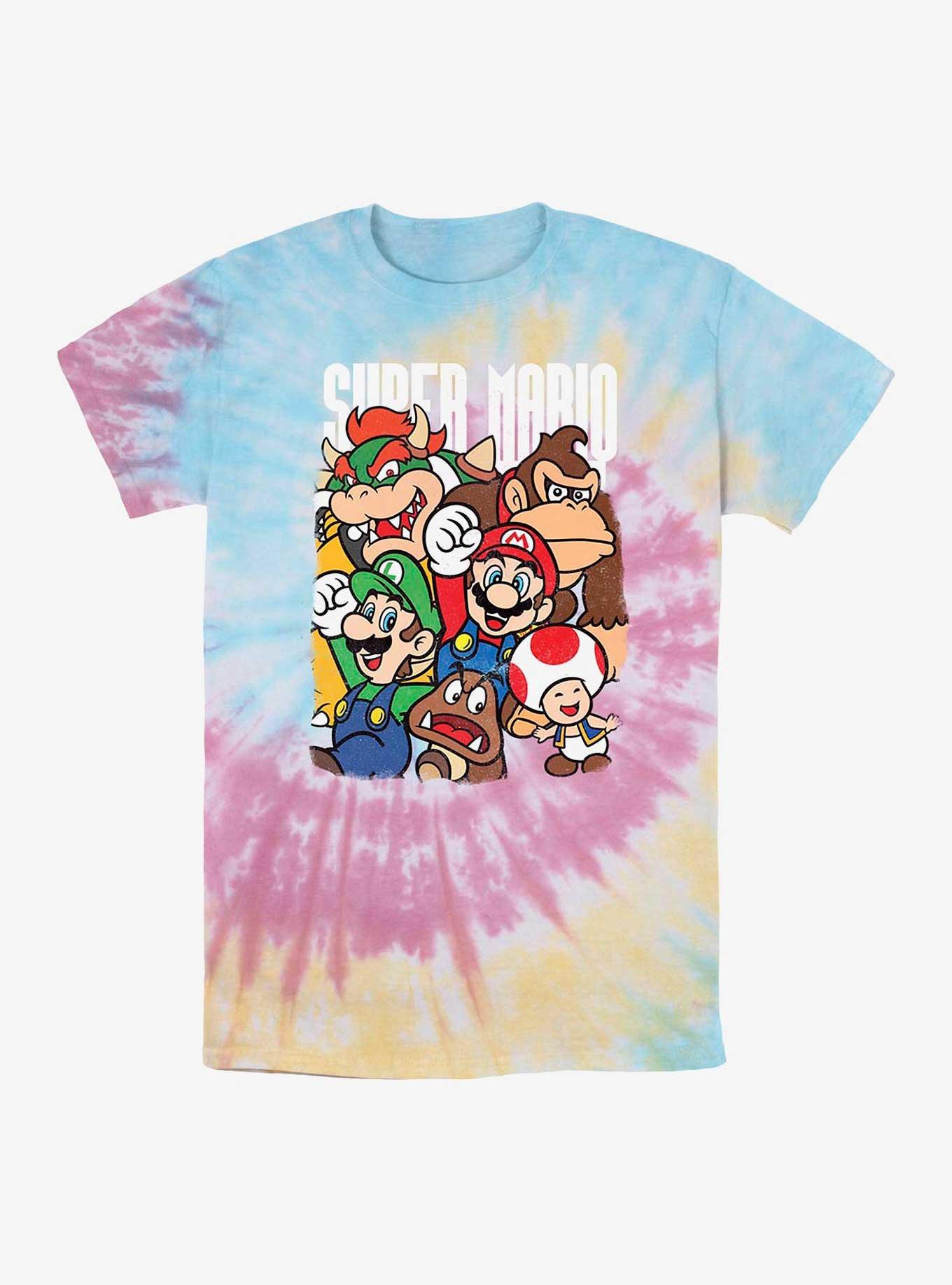 Nintendo Super Mario Group Tie-Dye T-Shirt, BLUPNKLY, hi-res