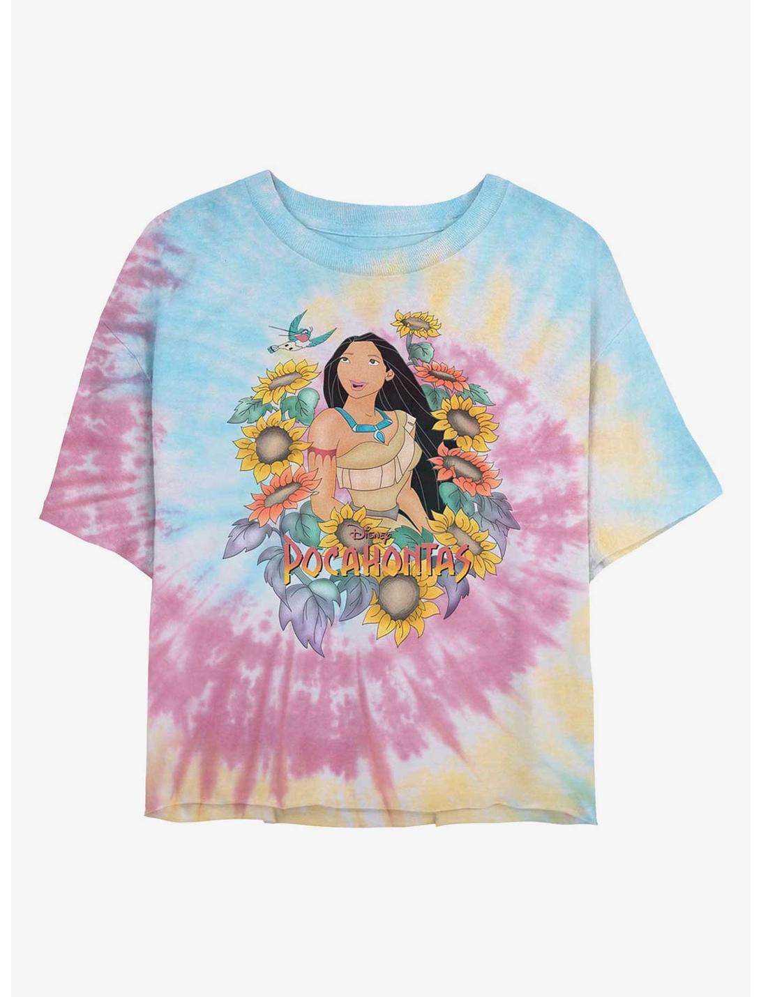 Disney Pocahontas Classic Womens Tie-Dye Crop T-Shirt, BLUPNKLY, hi-res