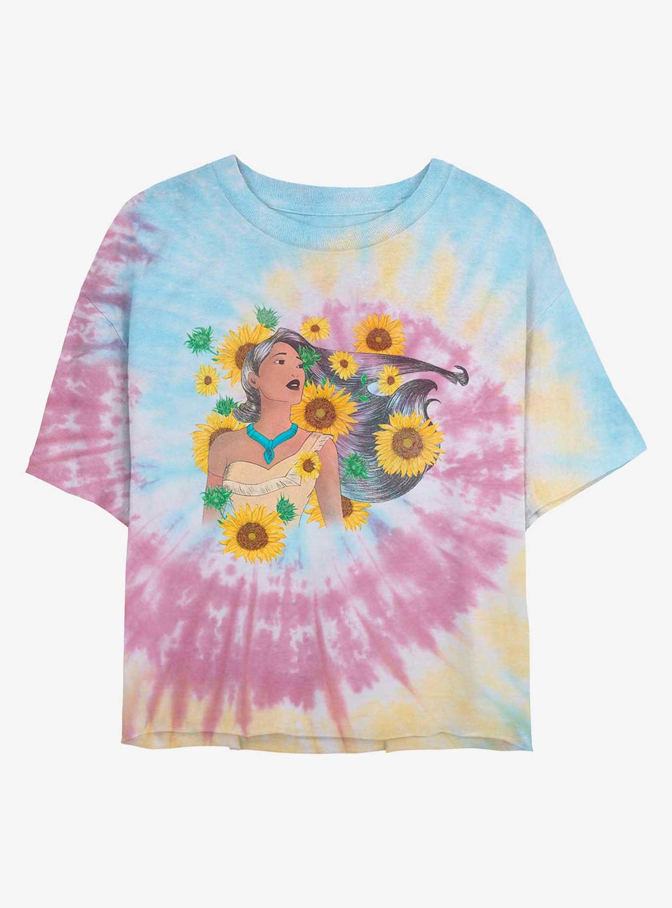 Disney Pocahontas Floral Princess Womens Tie-Dye Crop T-Shirt, , hi-res