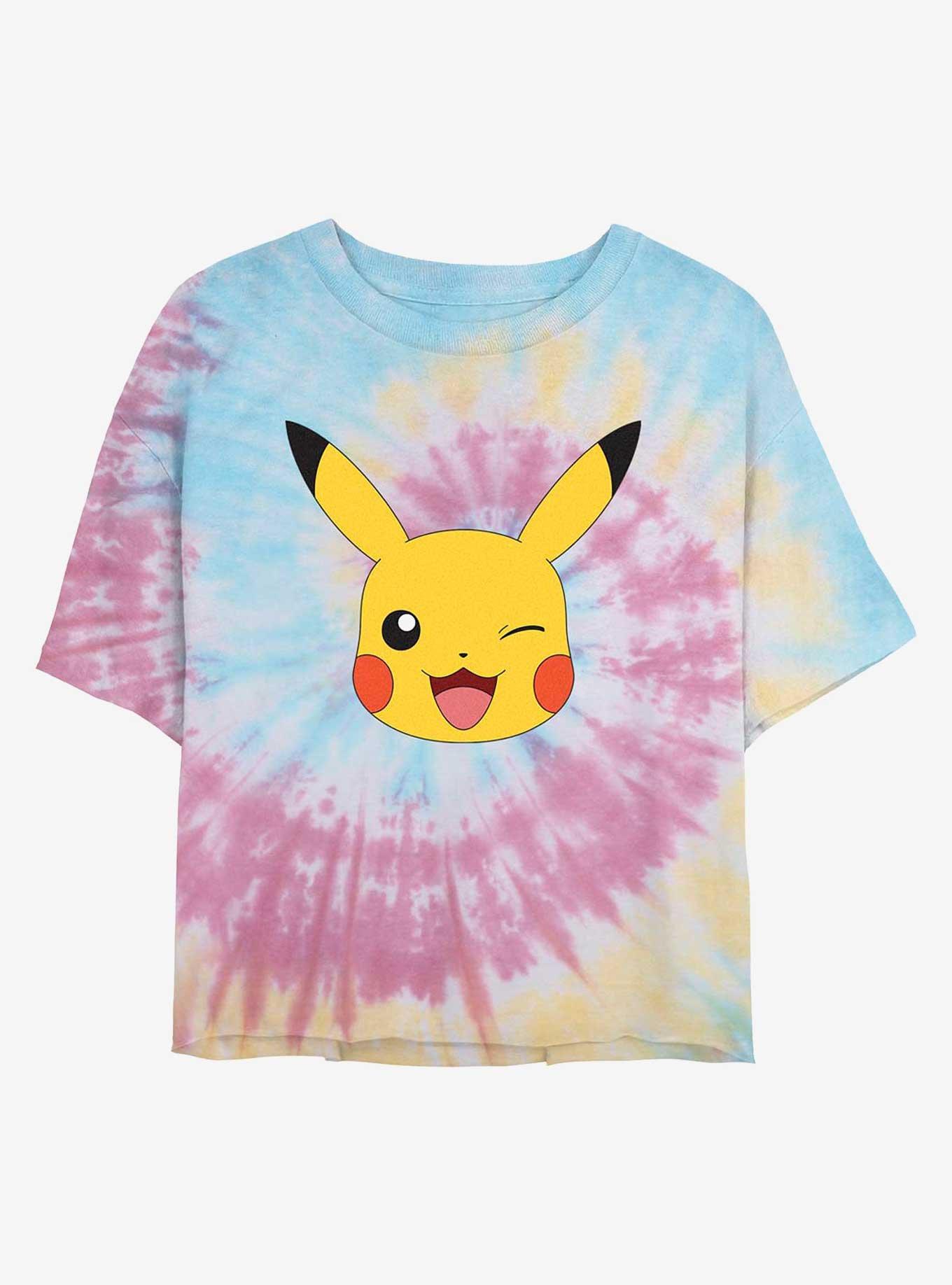 Pokemon Pikachu Face Womens Tie-Dye Crop T-Shirt, BLUPNKLY, hi-res