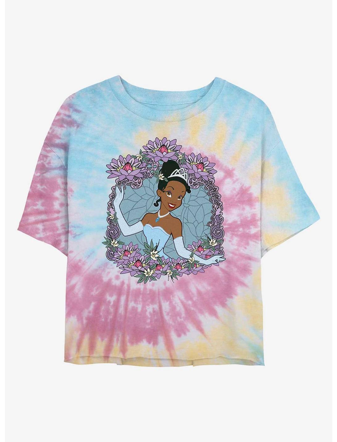 Disney The Princess And The Frog Tiana Love Womens Tie-Dye Crop T-Shirt, BLUPNKLY, hi-res