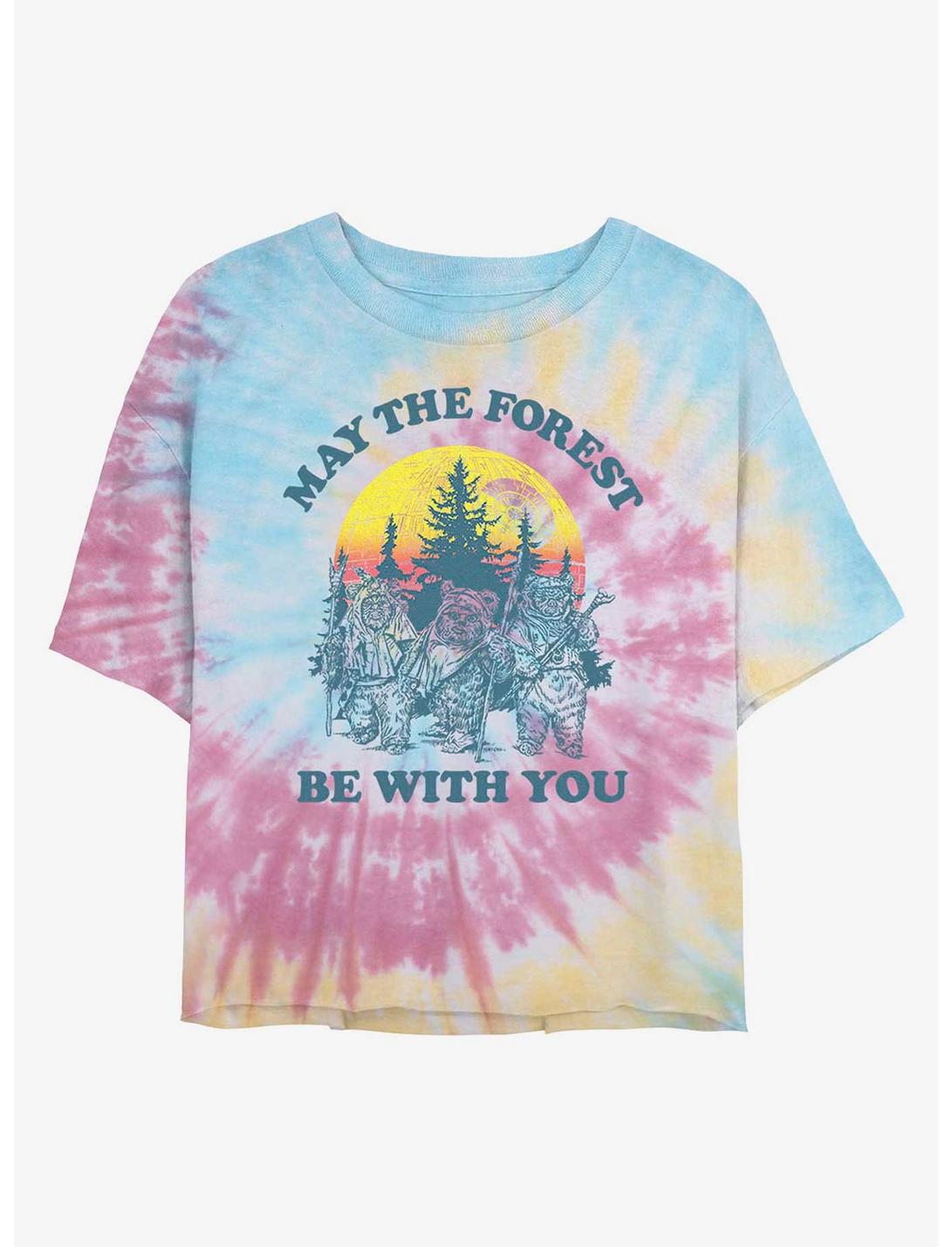 Star Wars Ewok May The Forest Be With You Womens Tie-Dye Crop T-Shirt, BLUPNKLY, hi-res
