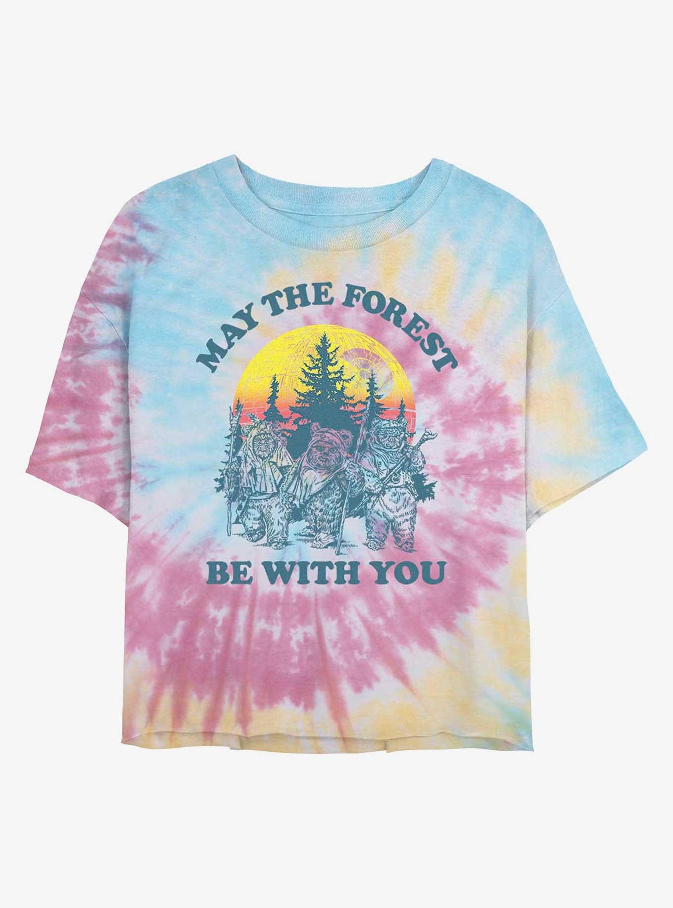 Star Wars Ewok May The Forest Be With You Womens Tie-Dye Crop T-Shirt, BLUPNKLY, hi-res
