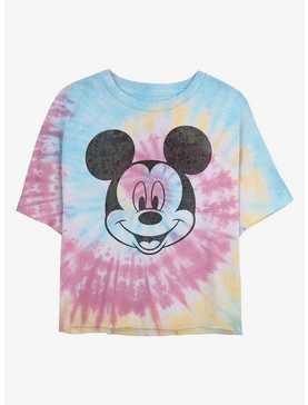 Disney Mickey Mouse Face Womens Tie-Dye Crop T-Shirt, , hi-res