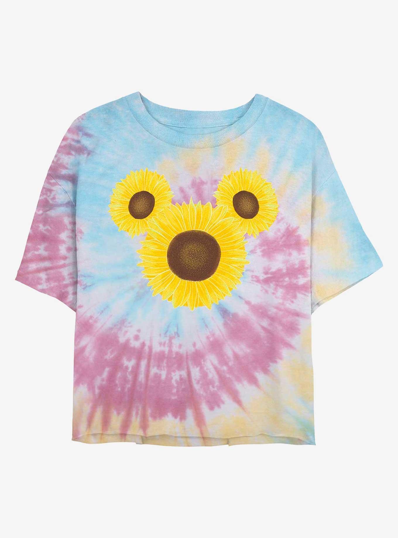 Disney Mickey Mouse Sunflower Womens Tie-Dye Crop T-Shirt, BLUPNKLY, hi-res