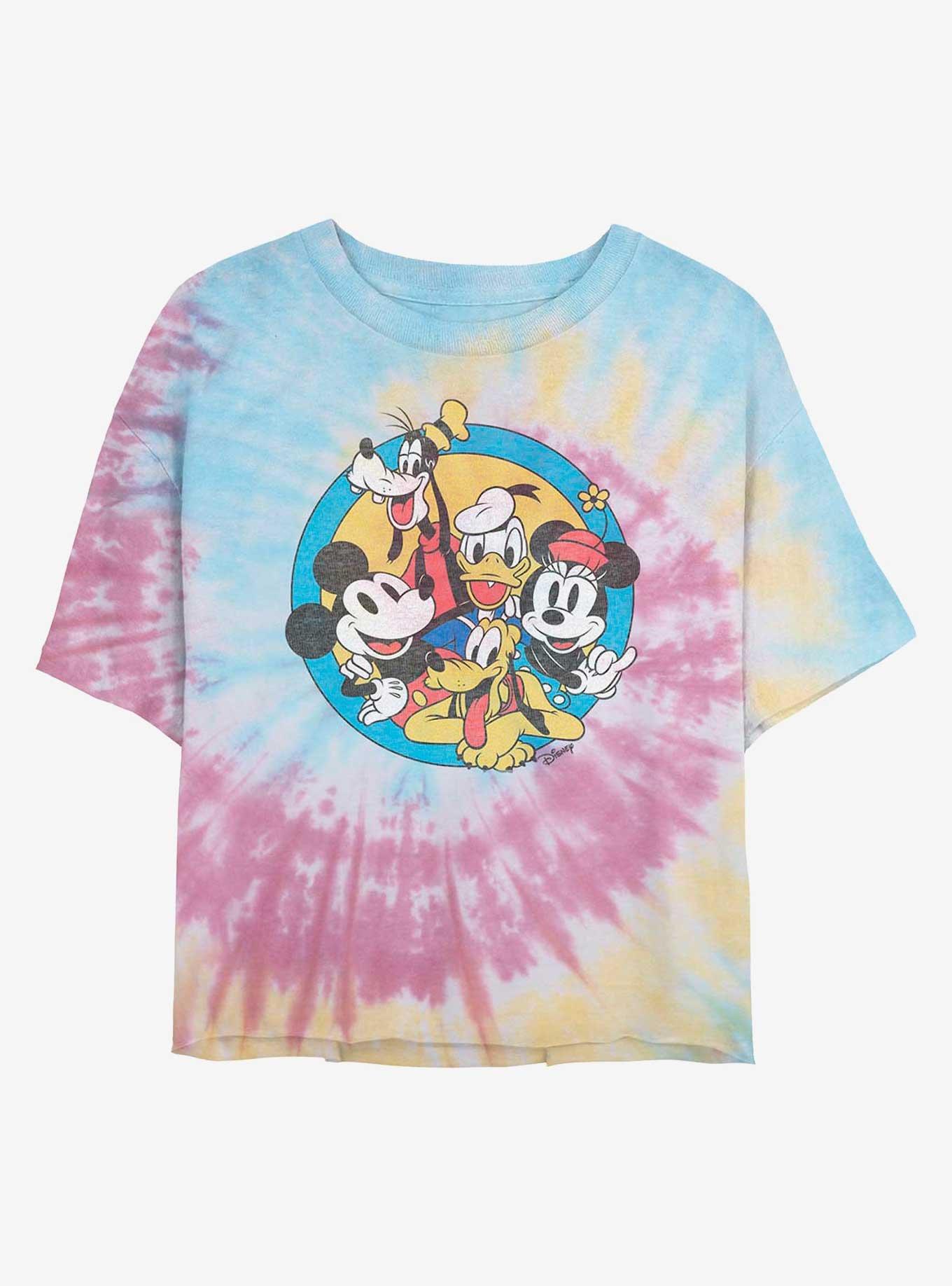 Disney Mickey Mouse Original Buddies Womens Tie-Dye Crop T-Shirt, BLUPNKLY, hi-res