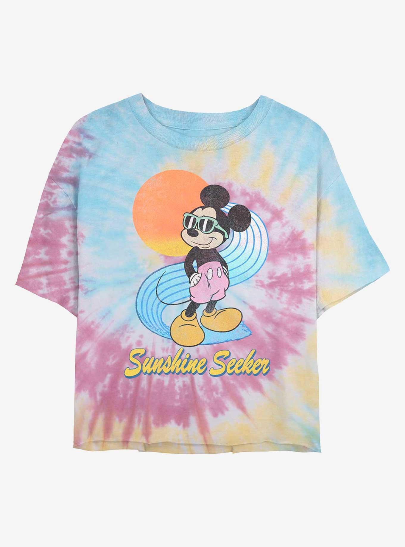 Disney Mickey Mouse Sunshine Seeker Womens Tie-Dye Crop T-Shirt, , hi-res