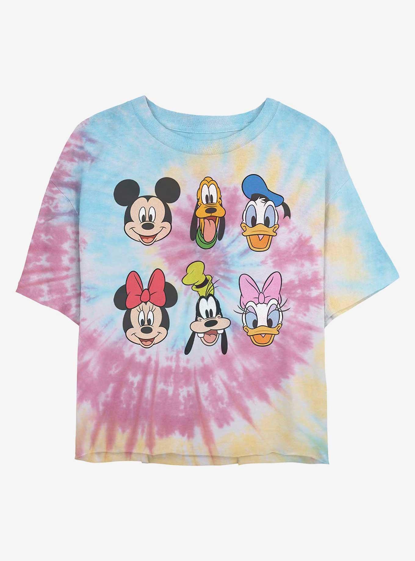 Disney Mickey Mouse & Friends Faces Womens Tie-Dye Crop T-Shirt, , hi-res