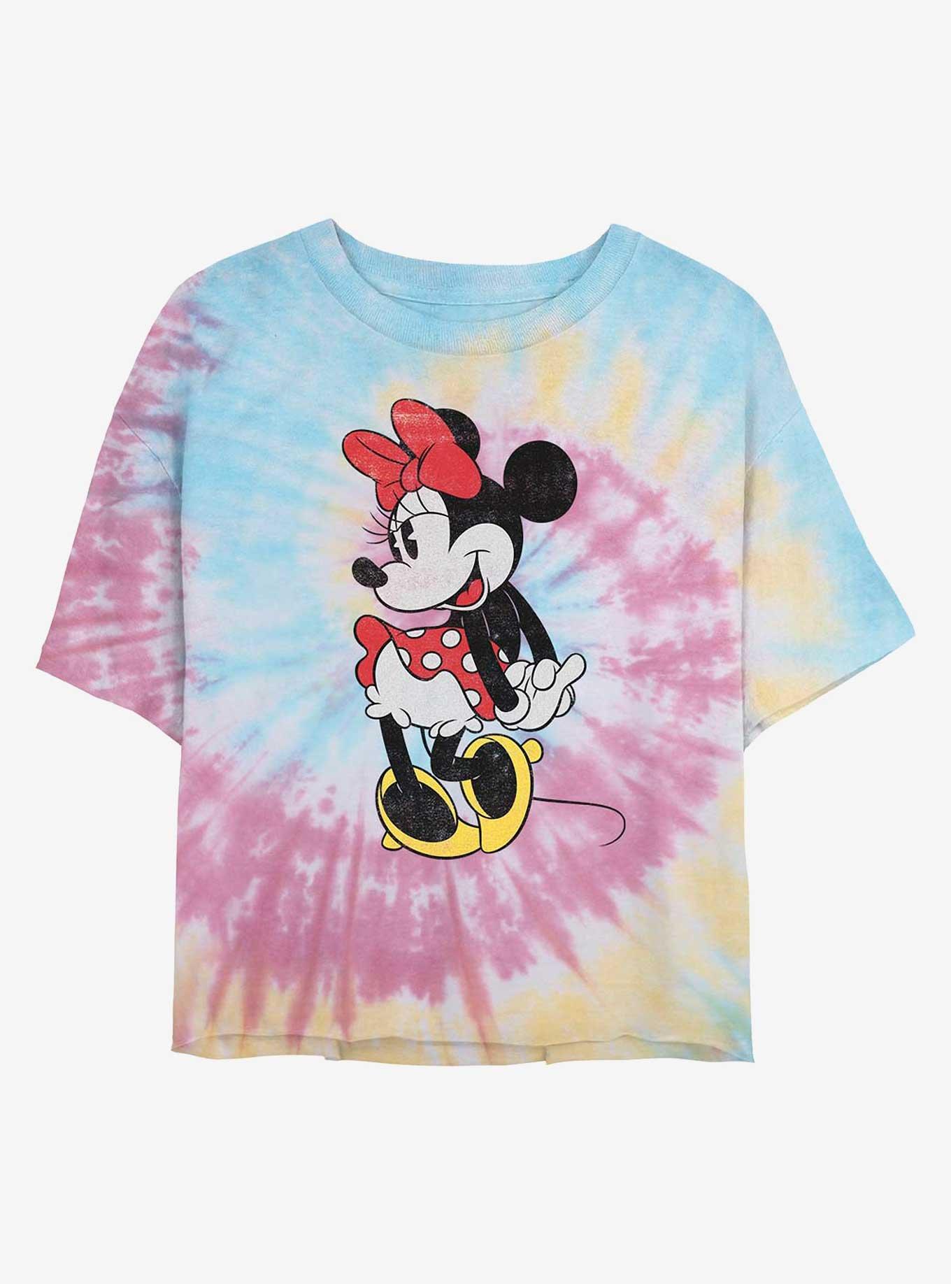 Disney Minnie Mouse Classic Womens Tie-Dye Crop T-Shirt, BLUPNKLY, hi-res