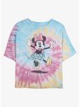 Disney Minnie Mouse Jump Womens Tie-Dye Crop T-Shirt, BLUPNKLY, hi-res