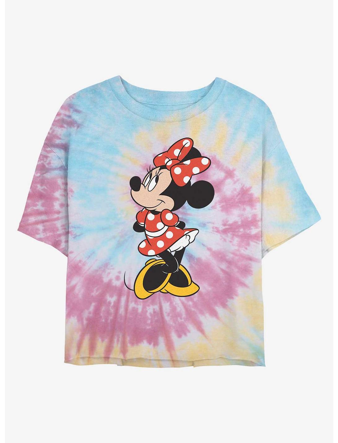 Disney Minnie Mouse Traditional Womens Tie-Dye Crop T-Shirt, BLUPNKLY, hi-res