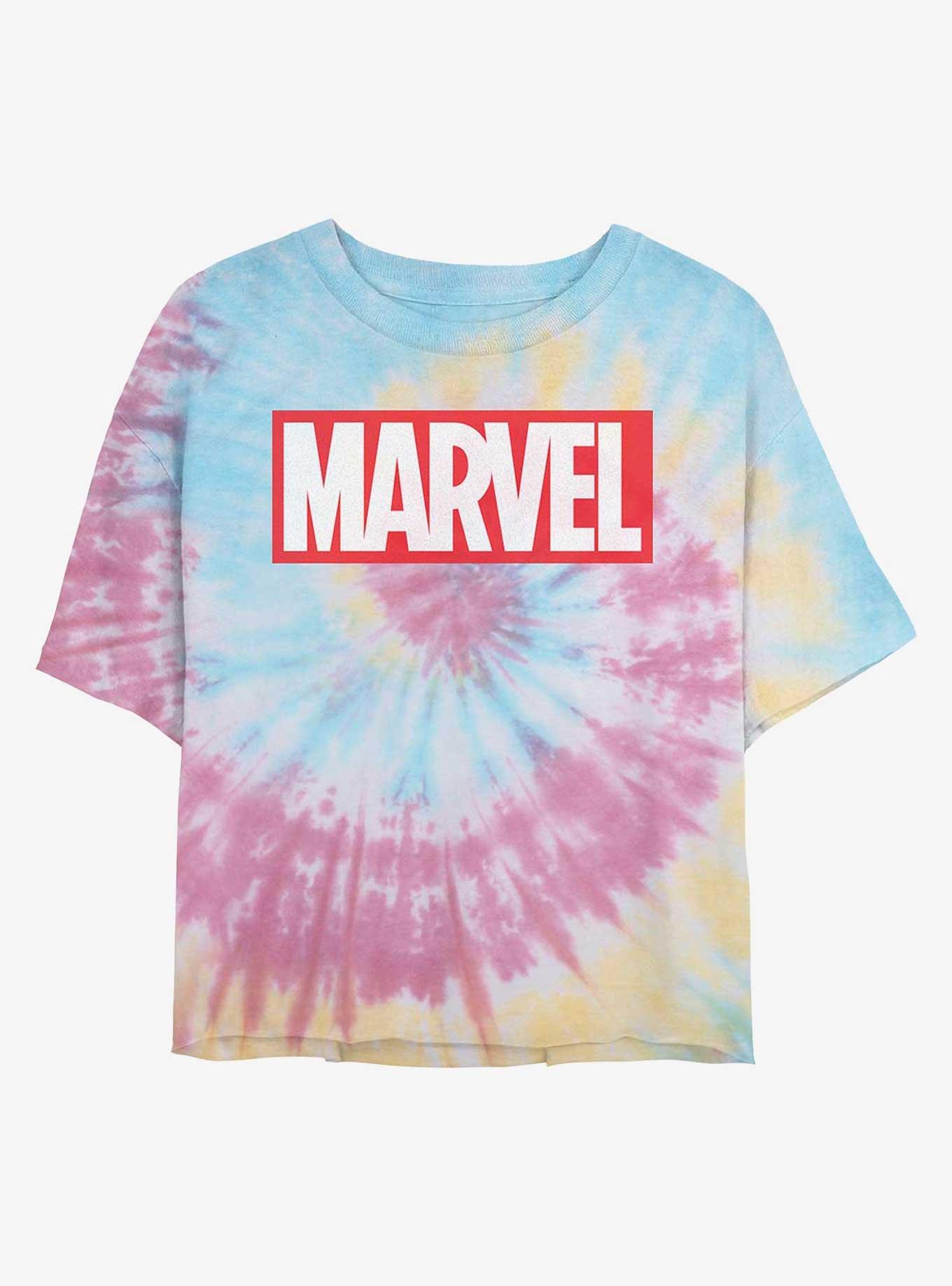 Marvel Logo Womens Tie-Dye Crop T-Shirt, , hi-res