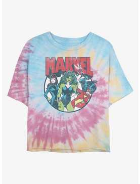 Marvel Gals Black Widow, She-Hulk, Spider-Woman, Wasp Womens Tie-Dye Crop T-Shirt, , hi-res