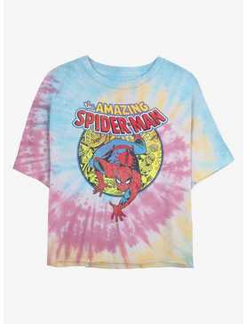 Marvel Spider-Man The Amazing Spider Womens Tie-Dye Crop T-Shirt, , hi-res