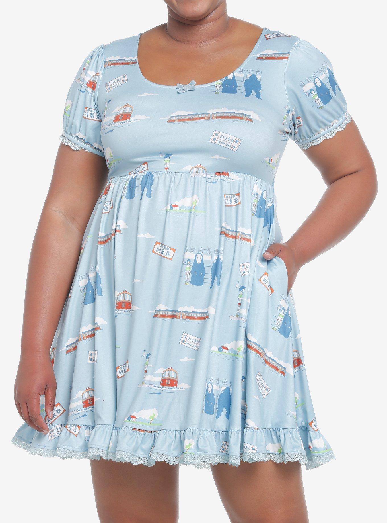 Studio Ghibli Spirited Away Sea Railway Ruffle Dress Plus Size, , hi-res