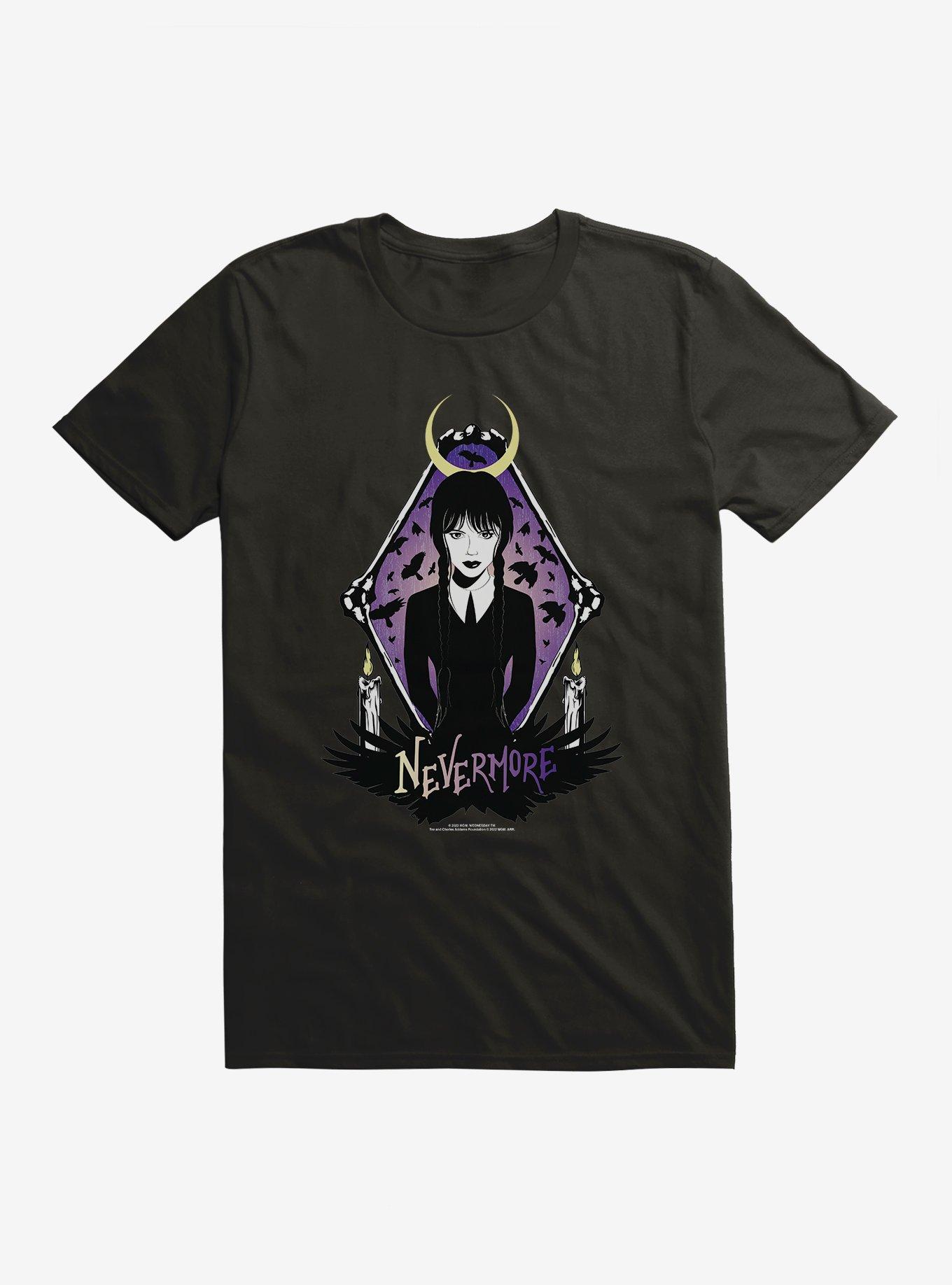 Wednesday Nevermore T-Shirt, BLACK, hi-res