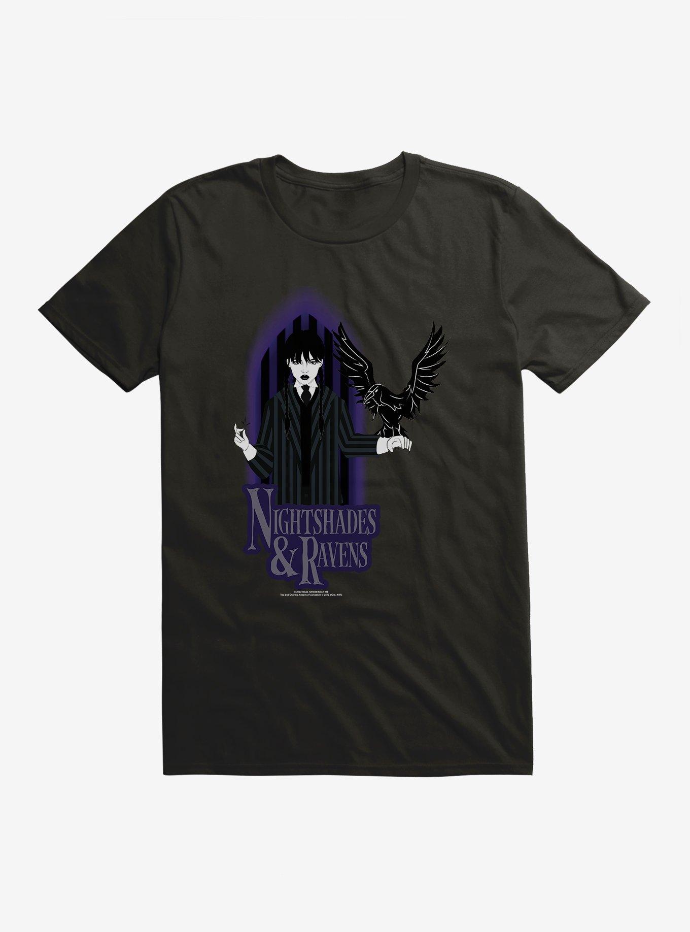 Wednesday Raven T-Shirt, BLACK, hi-res