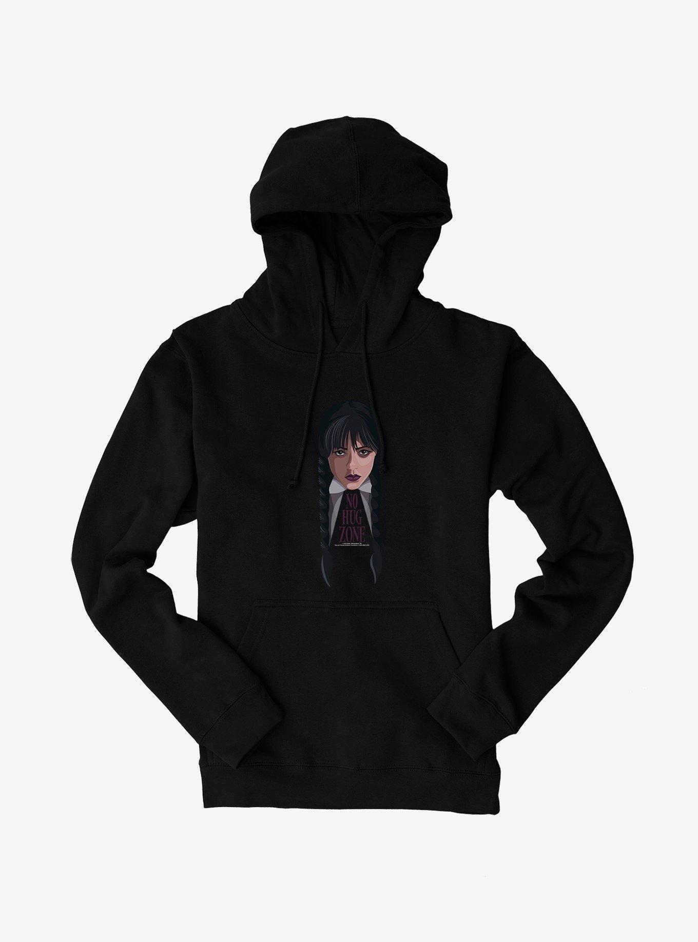 Wednesday No Hug Zone Hoodie, BLACK, hi-res
