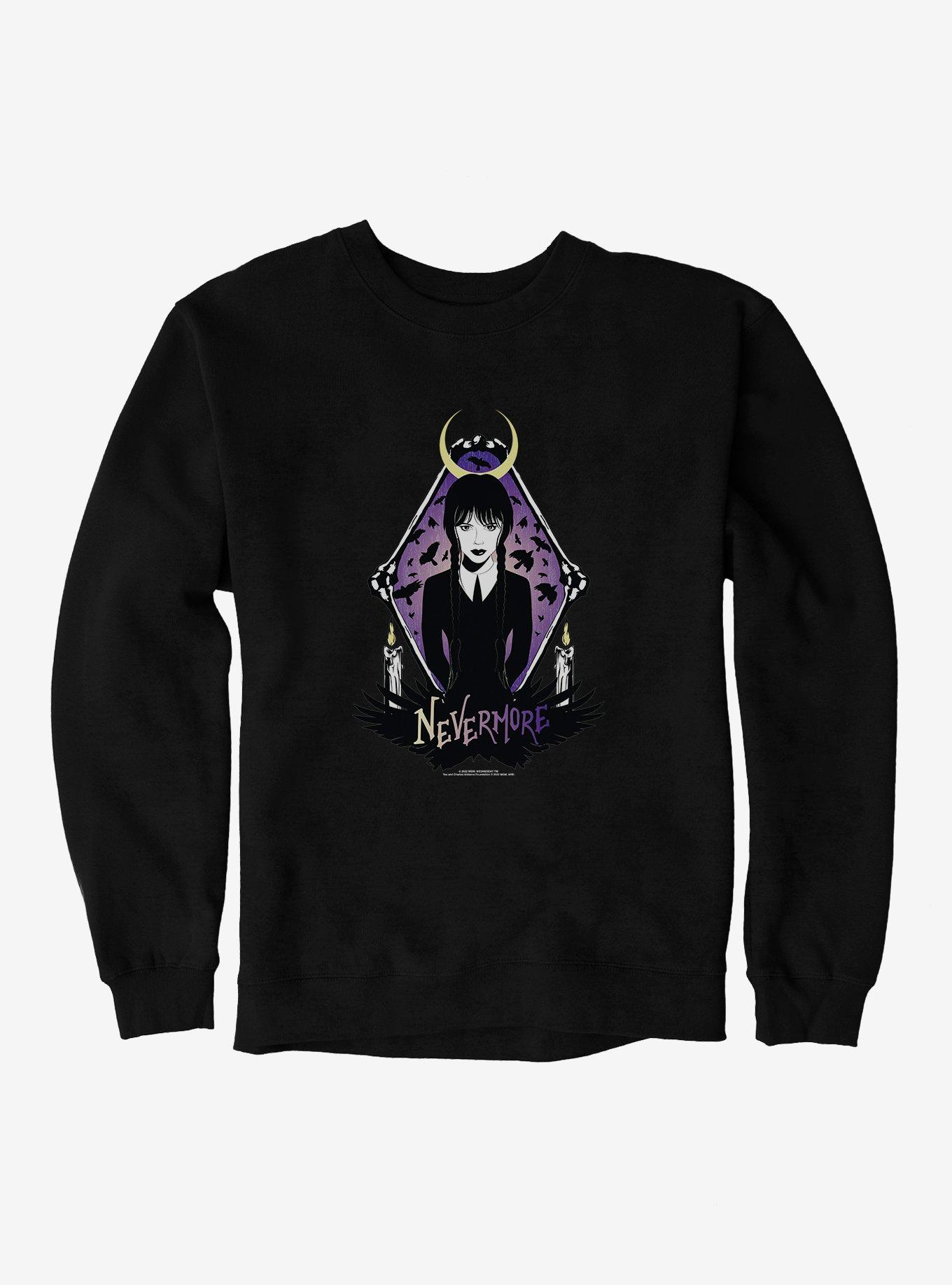 Wednesday Nevermore Sweatshirt, BLACK, hi-res