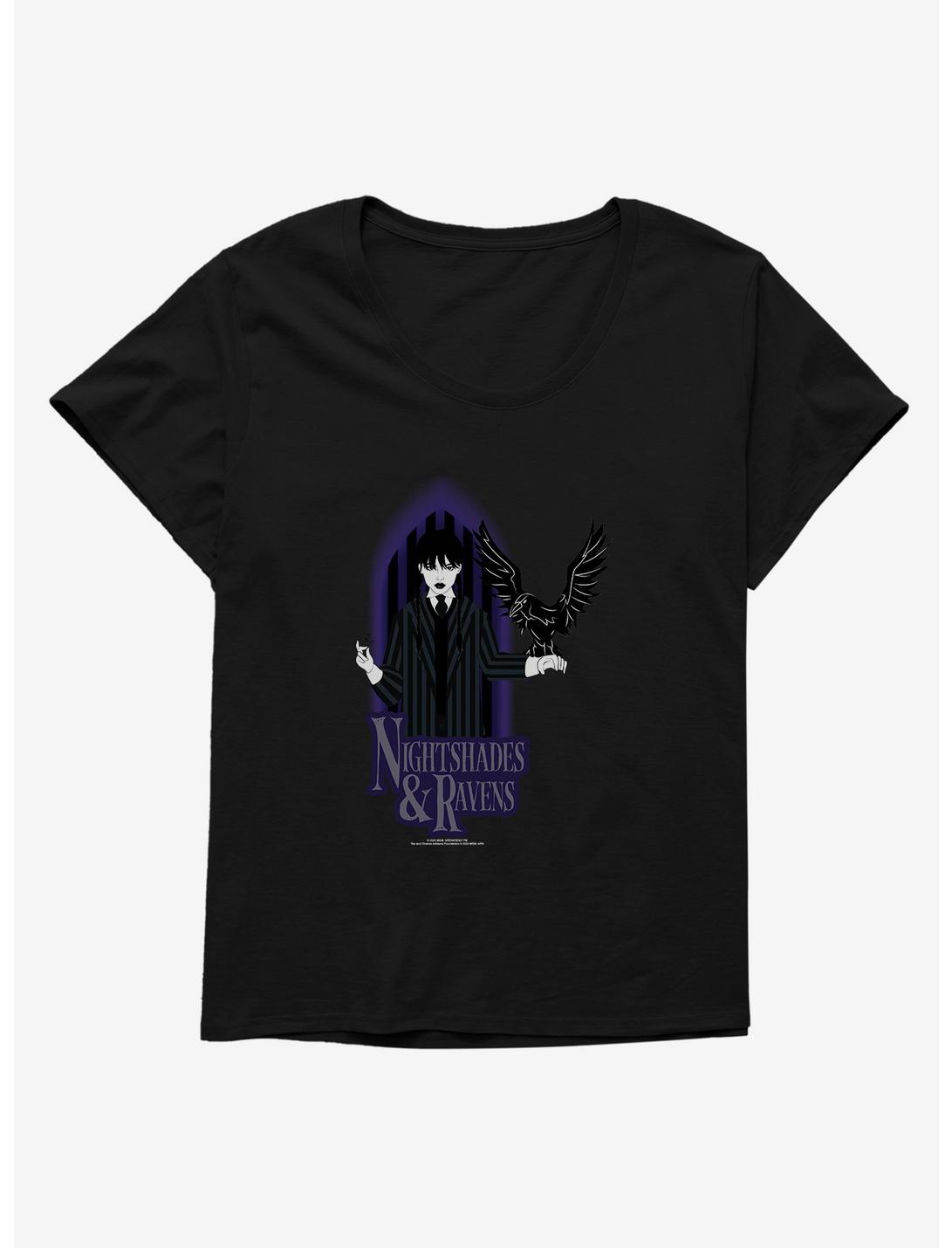 Wednesday Raven Womens T-Shirt Plus Size, BLACK, hi-res