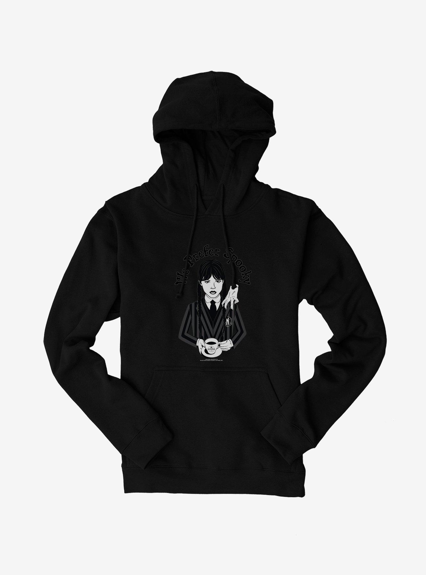 Wednesday We Prefer Spooky Hoodie, BLACK, hi-res