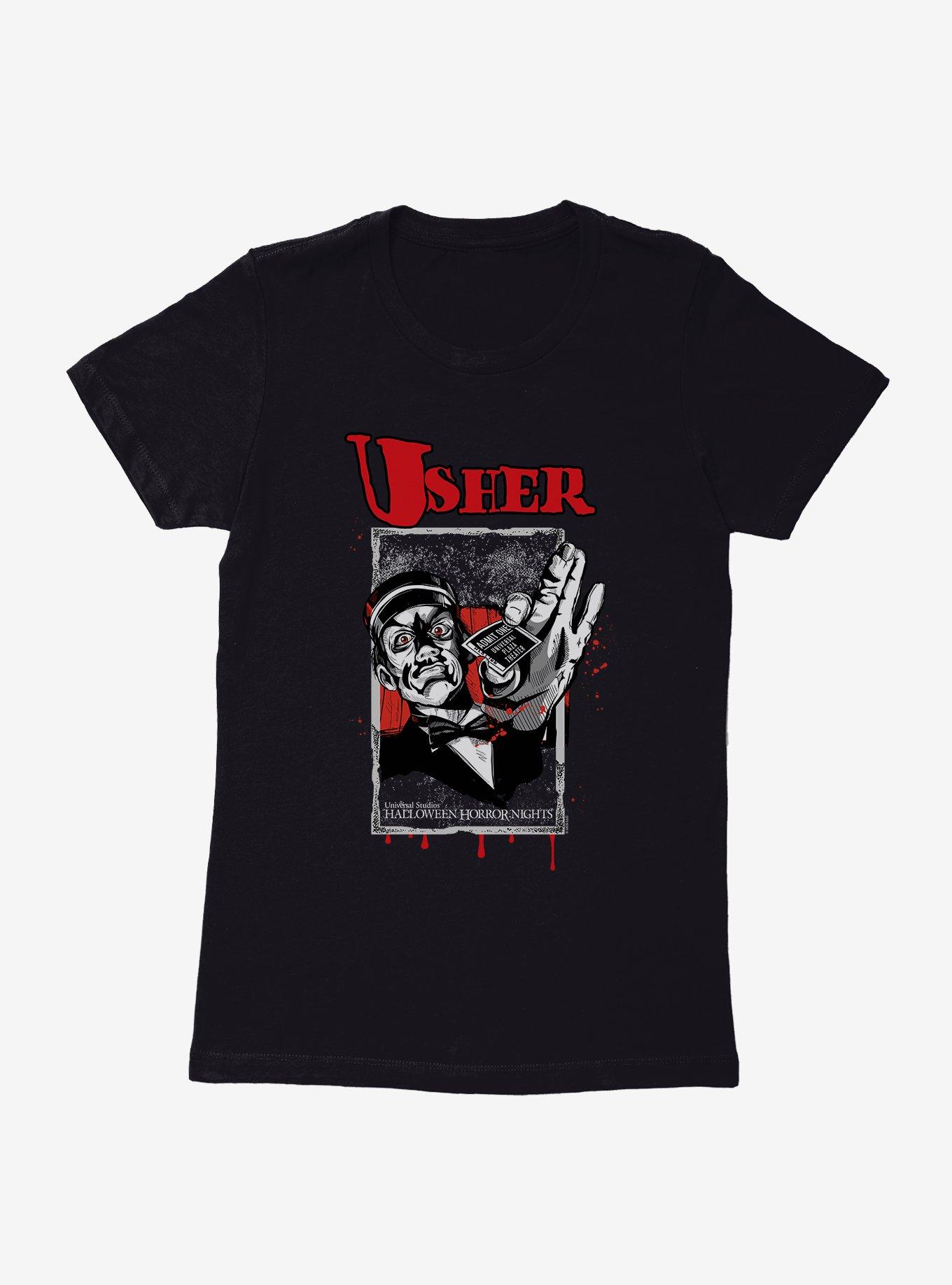 Halloween Horror Nights Usher Womens T-Shirt, BLACK, hi-res