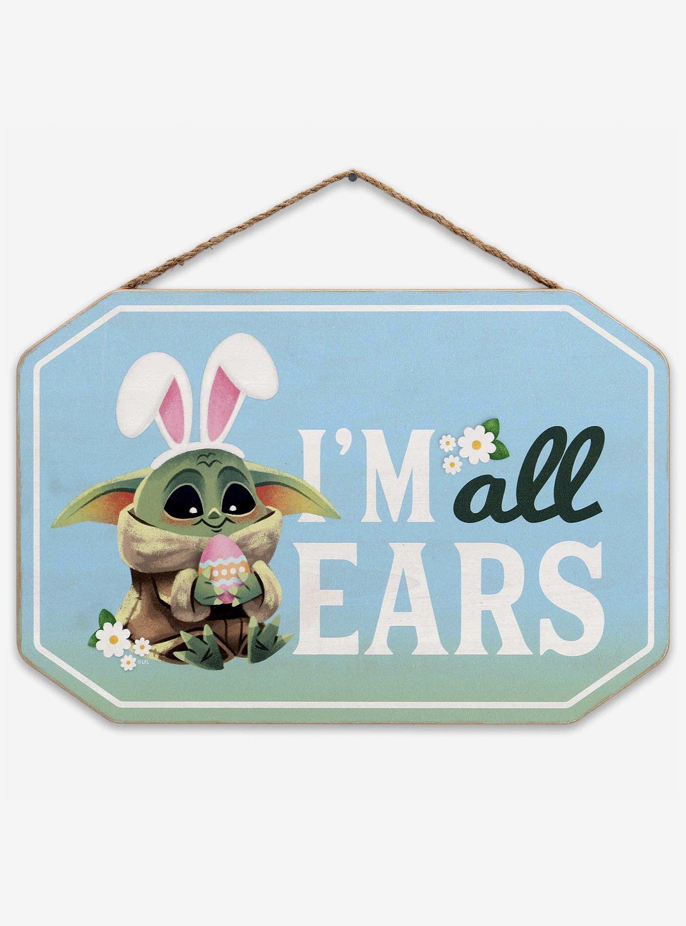 Star Wars The Mandalorian Grogu I'm All Ears Easter Bunny Hanging Wood Wall Decor, , hi-res