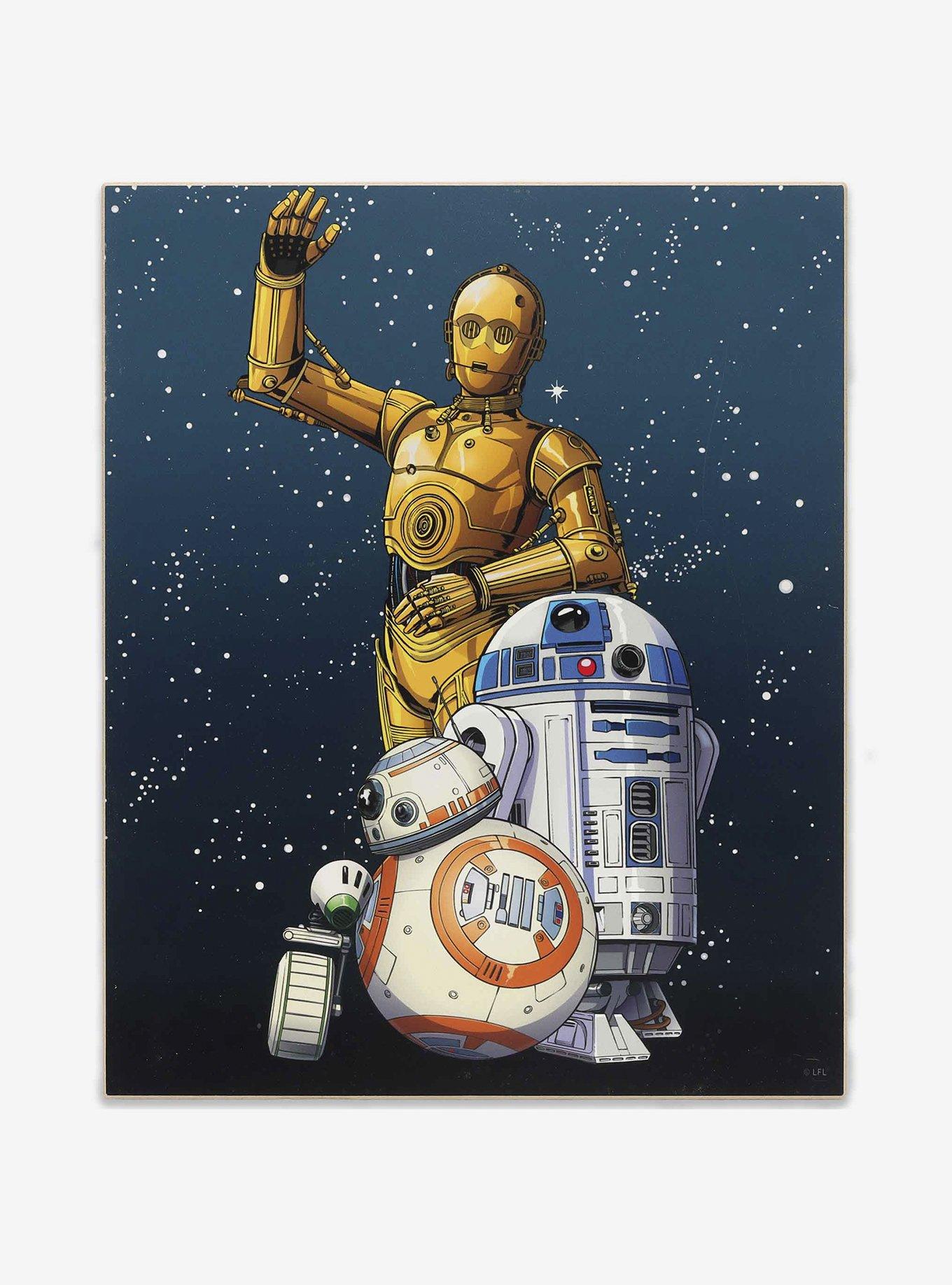 Star Wars Rise of Skywalker Droids C-3PO R2-D2 BB-8 & D-O Wood Wall Decor