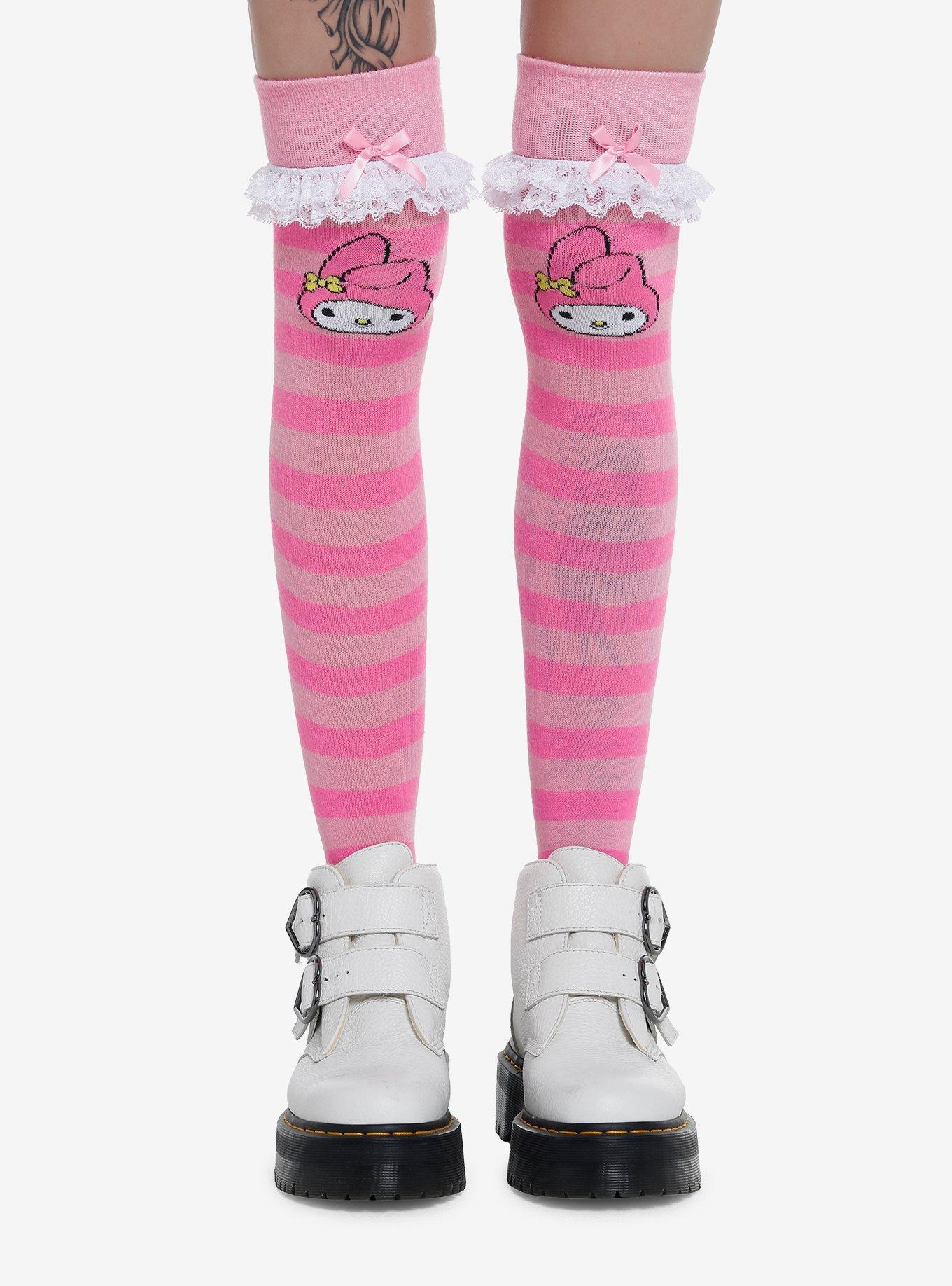 My Melody Stripe Over-The-Knee Socks, , hi-res